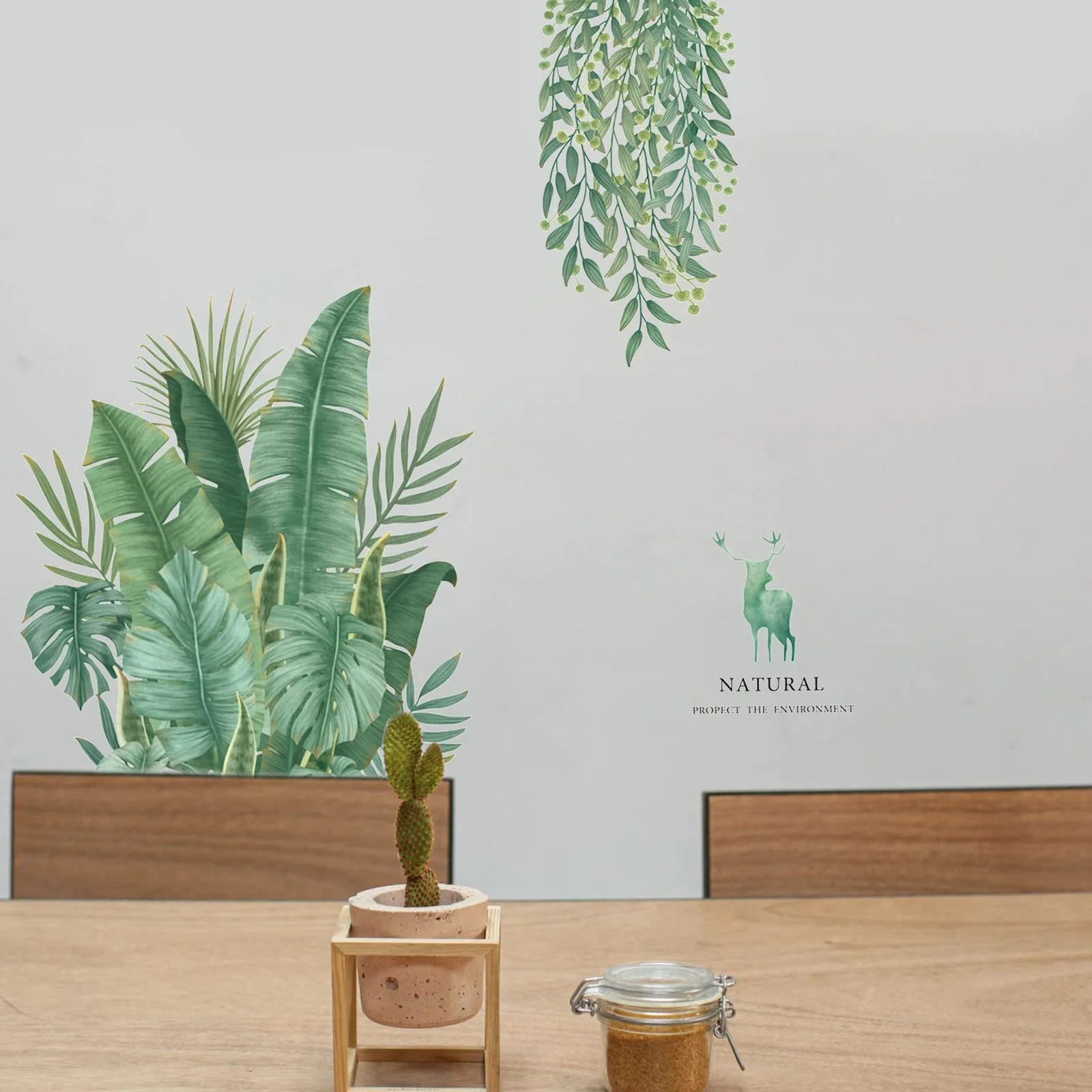 Наклейка на стіну Зелене листя Бананове листя DIY Велика, фото №7