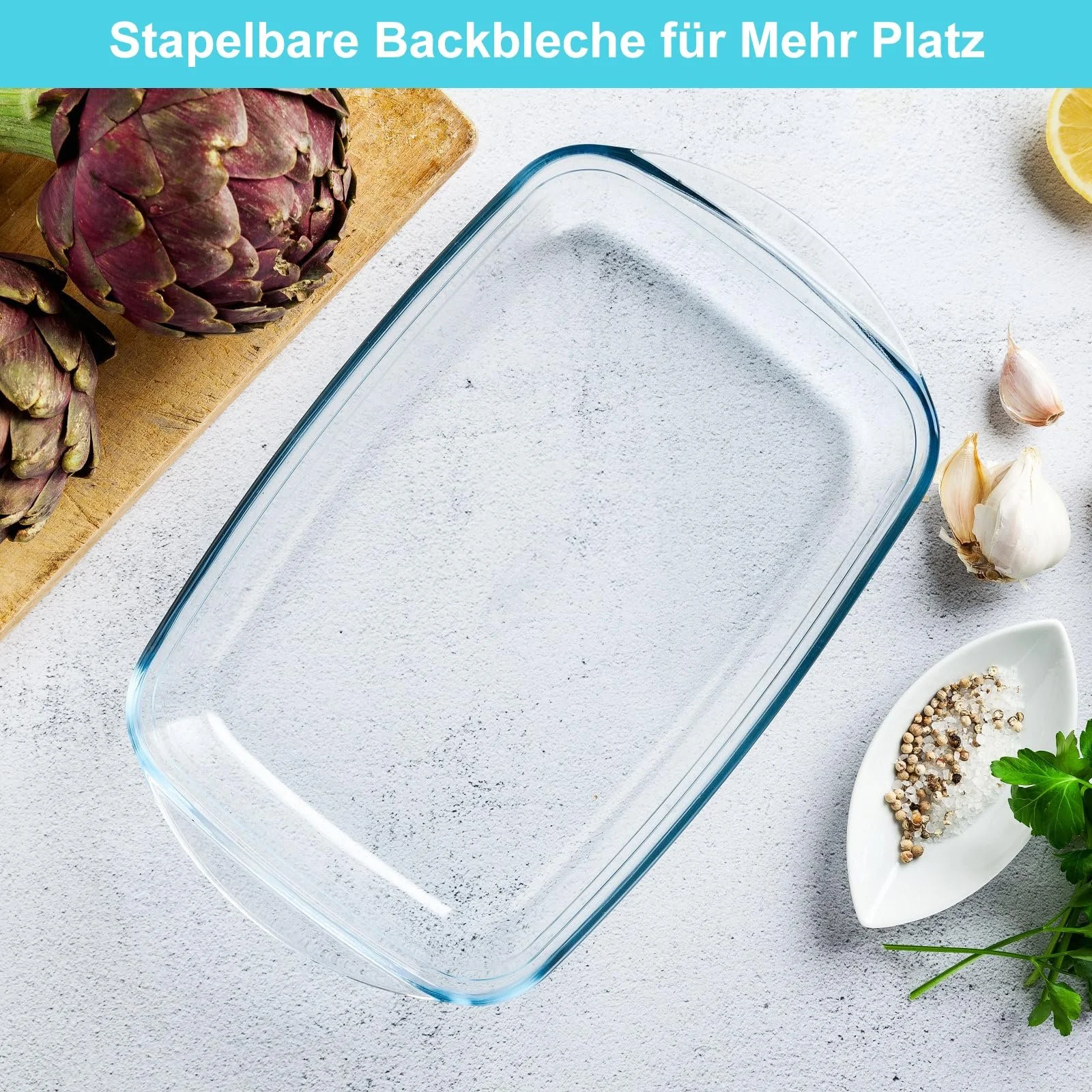 Стеклянная форма для запекания глубокая прямоугольная прозрачная 1,5 л, фото №4