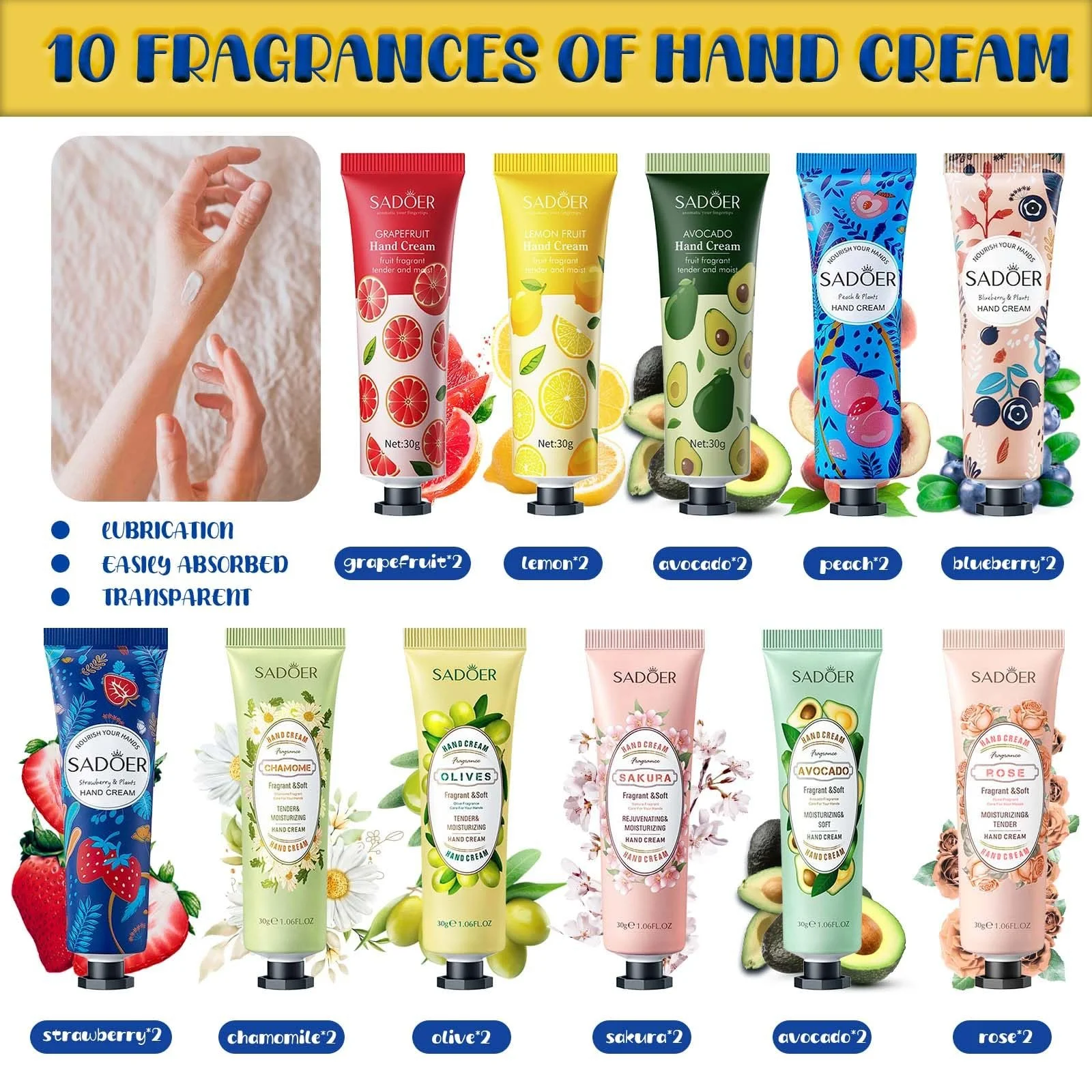 Крем для рук UCAMP Набір, 22 шт, Різні аромати, фото №2