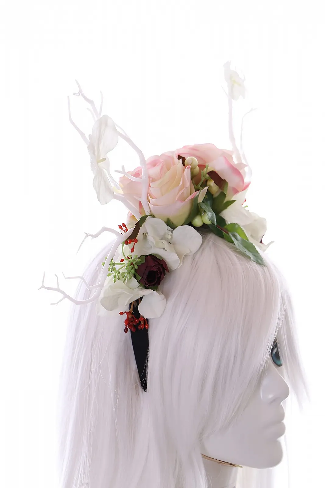 Обруч C-81 з кольоровими штучними квітами, фото №4