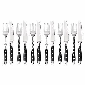 Купити Набір десертних столових приборів GRÄWE Nuremberg, 12 предметів на 6 персон, нержавіюча сталь, чорні ручки - Фото 1 Набір десертних столових приборів GRÄWE Nuremberg, 12 предметів на 6 персон, нержавіюча сталь, чорні ручки - Фото 1