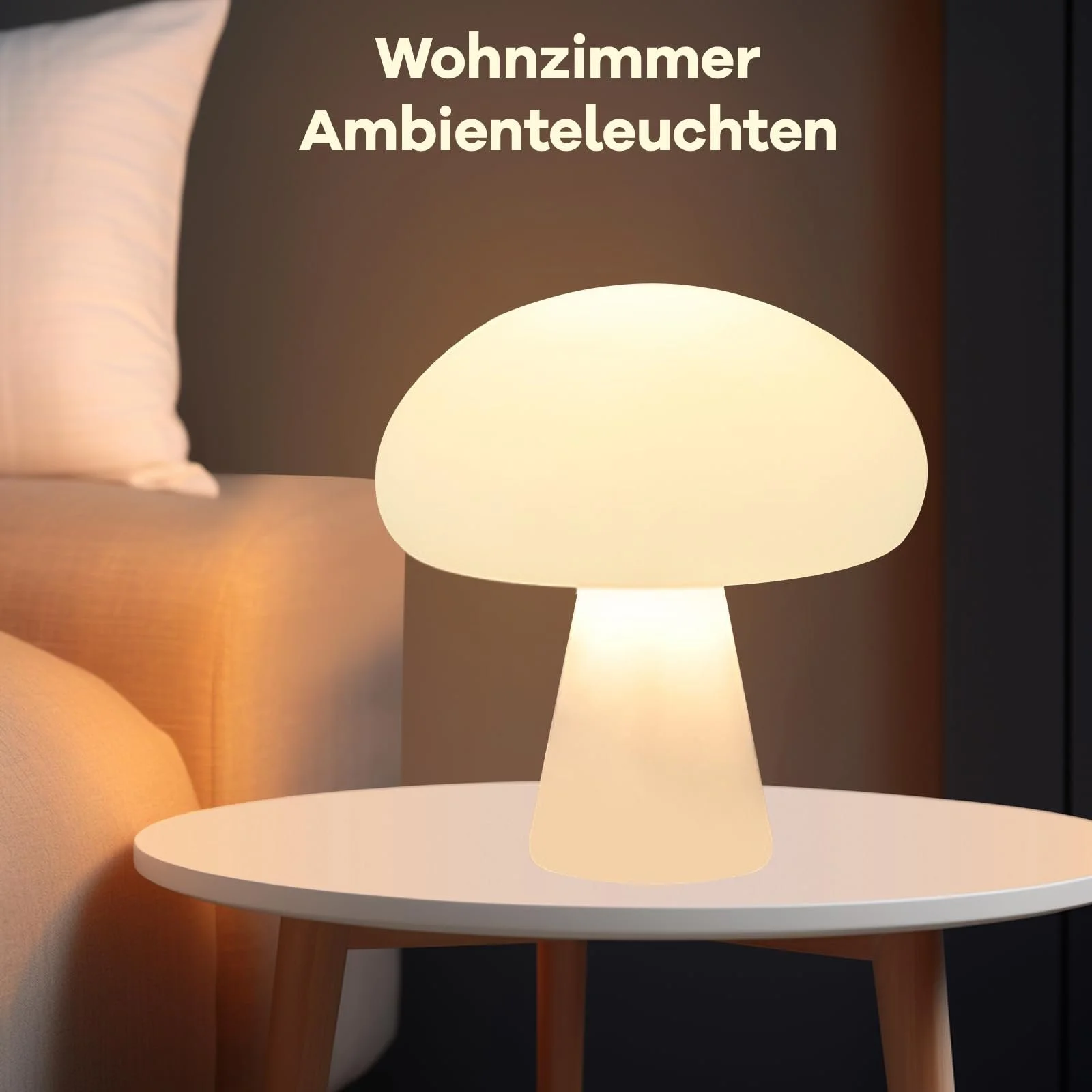 Настільна лампа Гриб Бездротова Сенсорна 3 кольори 25 см Біла, фото №6