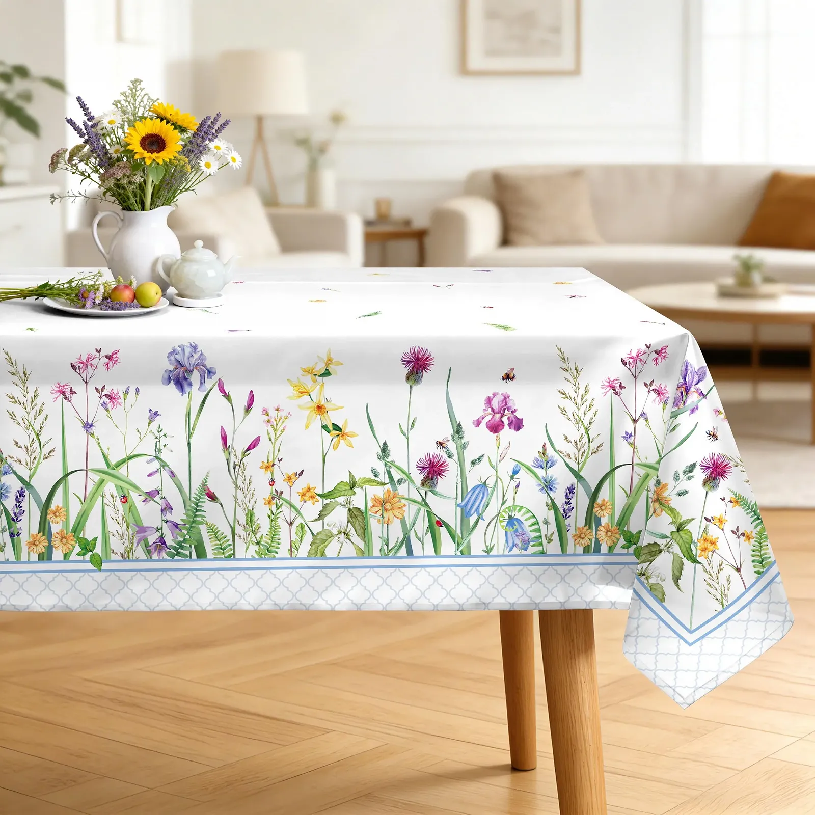 Скатертина Arquiel Wild Flowers Spring Leaves 140 x 180 см, фото №1