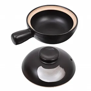 Кастрюля для тушения фарфоровая маленькая с ручкой и крышкой термостойкая - Фото 1