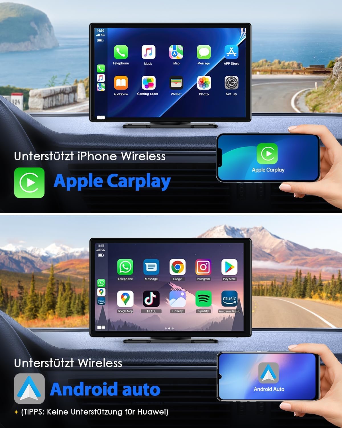 Автомагнітола Lamtto RC07 / 9" / Сенсорна / Apple CarPlay / Android Auto / Bluetooth / FM / AUX, фото №2
