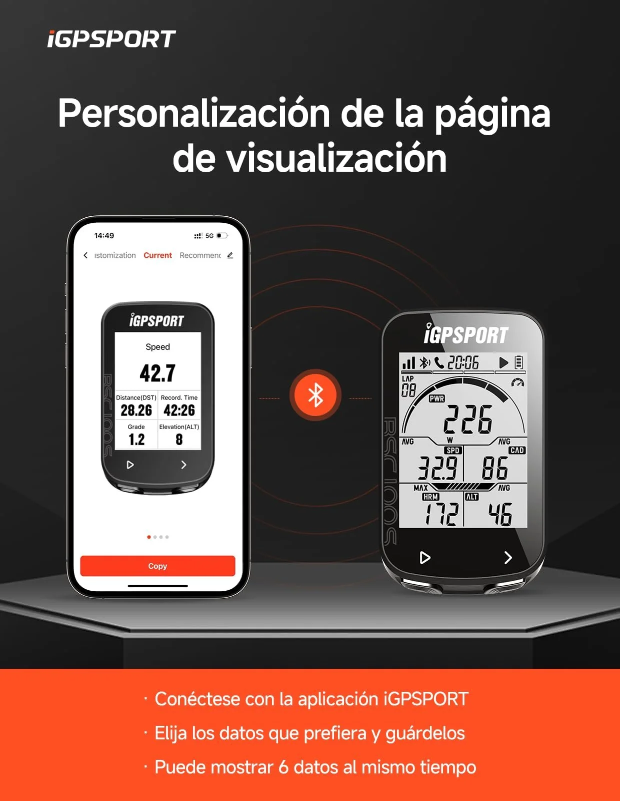 Велокомпьютер iGPSPORT BSC100S 2.6" Wireless IPX7 40ч Bluetooth 5.0 ANT+, фото №7