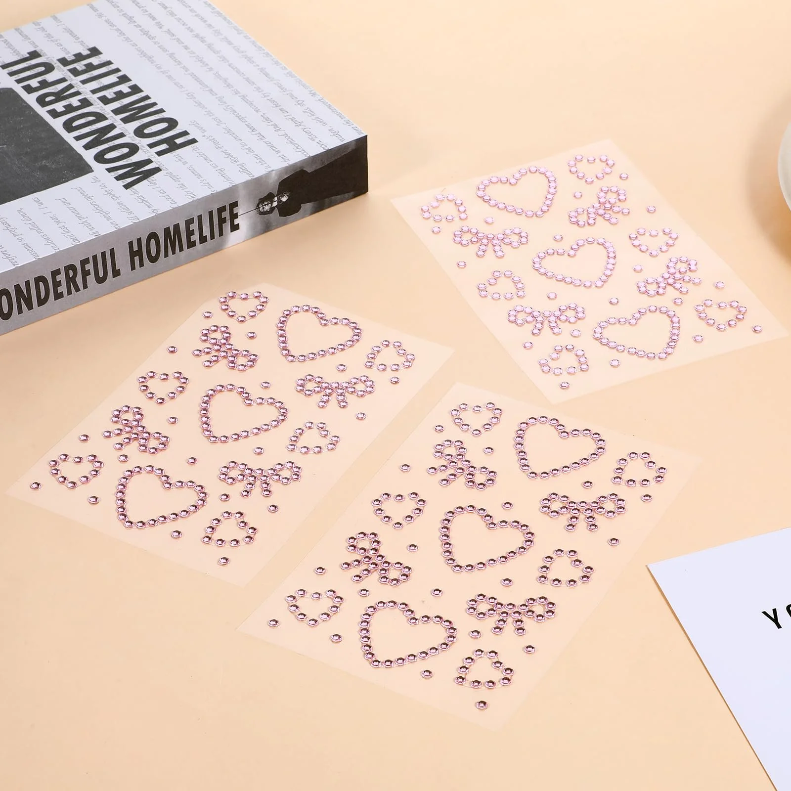 Стразы самоклеящиеся 3 листа Наклейки в форме сердца с драгоценными камнями для лица, Блестящие камни Стразы Жемчужные наклейки, Стразы для лица для лица, Макияж глаз, Ногти, Поделки для тела, фото №6