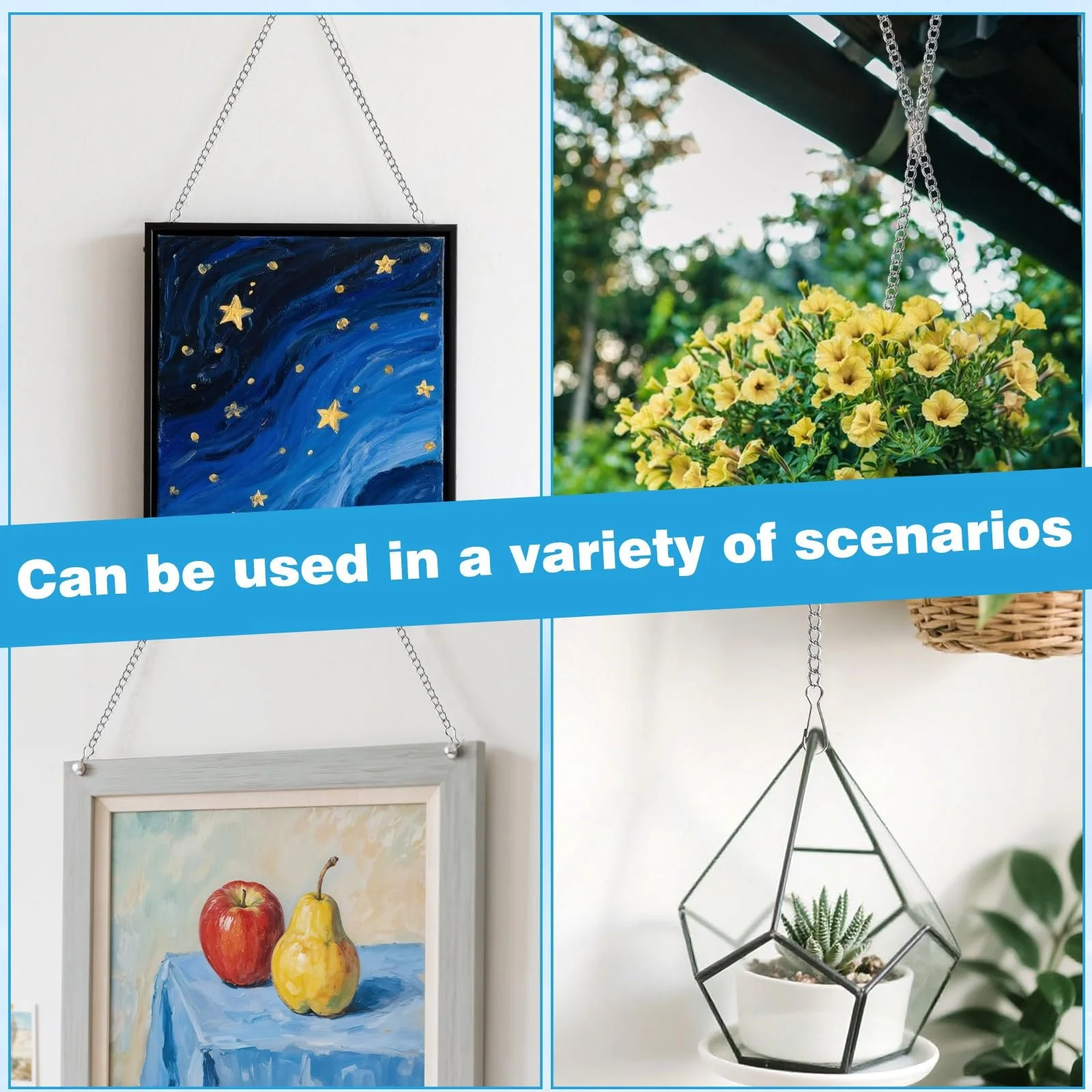 Ланцюги для підвісних кошиків 12 шт 54 см сріблясті, фото №3 Ланцюги для підвісних кошиків 12 шт 54 см сріблясті, фото №3