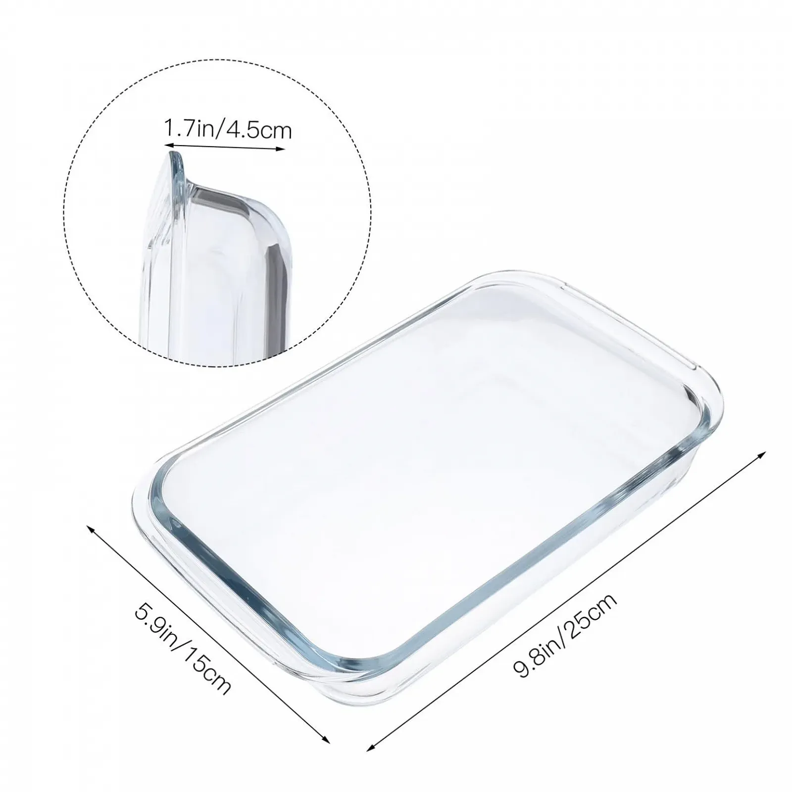 Форма для запекания GLEAVI Закаленное стекло Прямоугольная Большая Термостойкая, фото №2