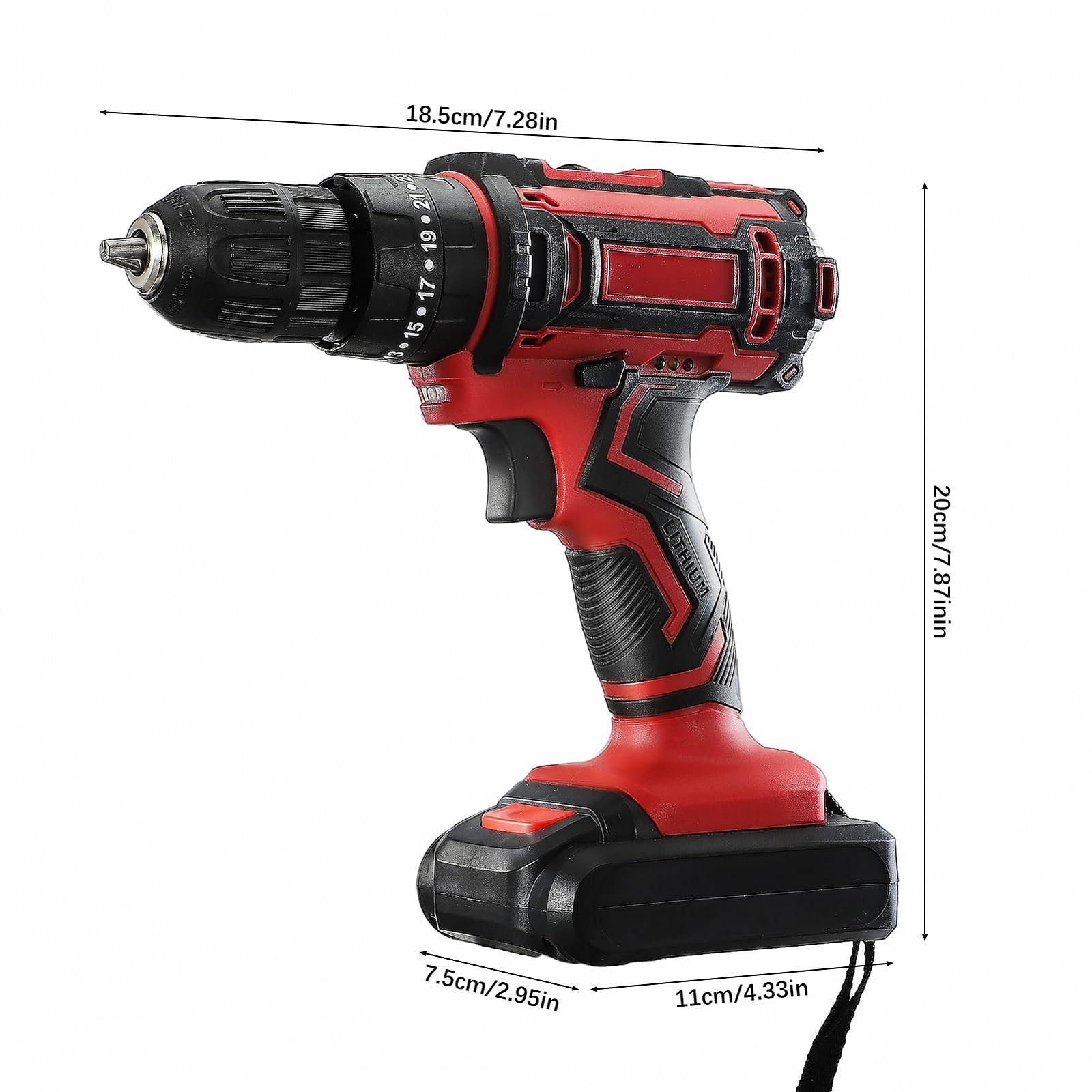 Аккумуляторная дрель ADWOLT 23 Предметов 21 В 2000 мА·ч 0-45 Нм 25 + 1 Уровней Крутящего момента Светодиодная Подсветка для Ремонта & Домашнего DIY, фото №7