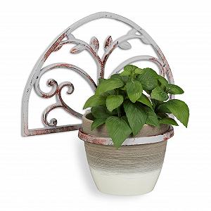 Настінний тримач для квітів Relaxdays Чавунний Антикварний стиль Напівкруглий 14,5 см Білий - Фото 1