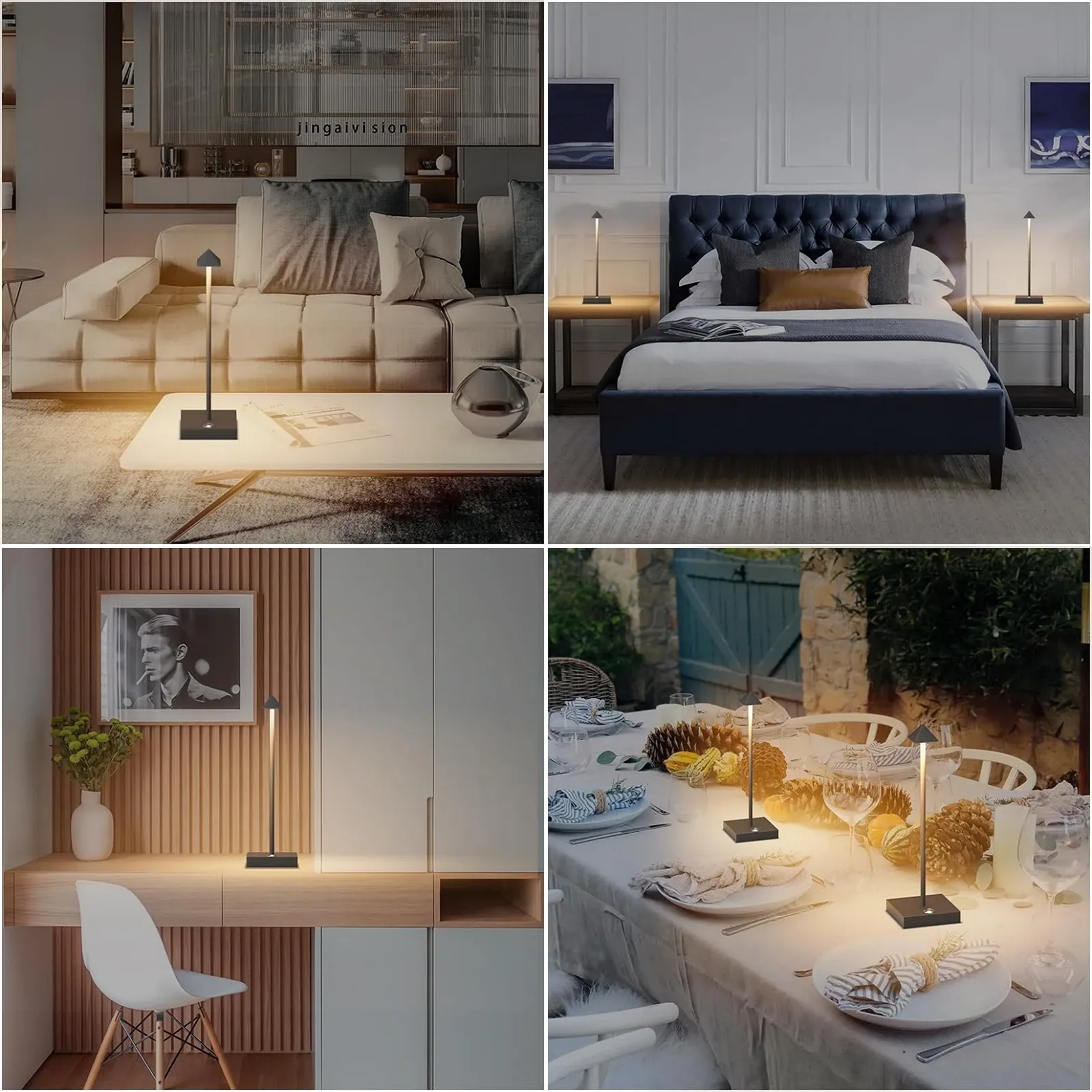 Настільна лампа Aipsun 2 шт. LED Dimmable Battery USB-C IP54 Anthracite, фото №2