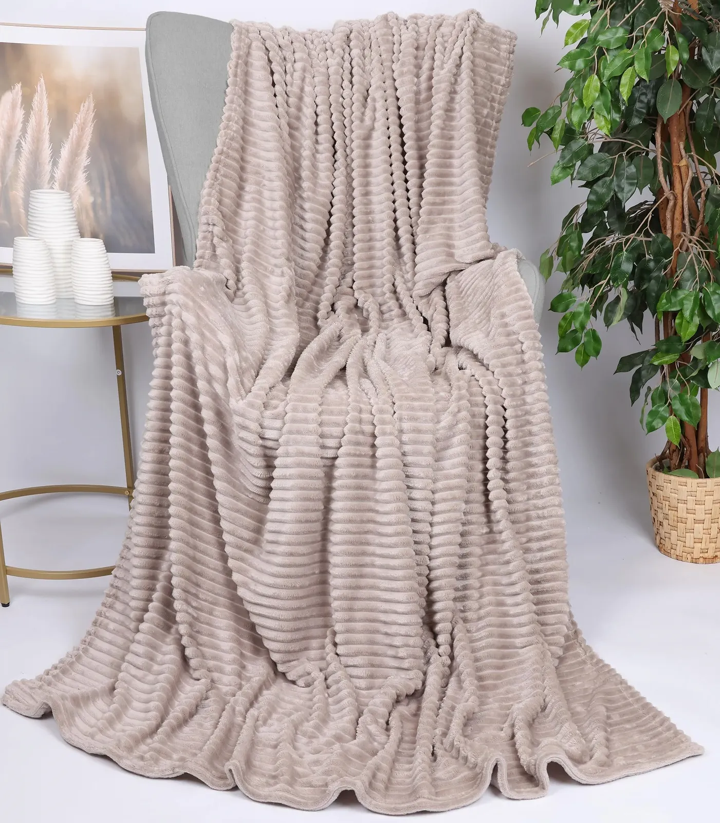 Плед Betz Bari Пухнастий Вельветовий Фланелевий XXL Розмір 150 x 200 см Сіро-коричневий, фото №3