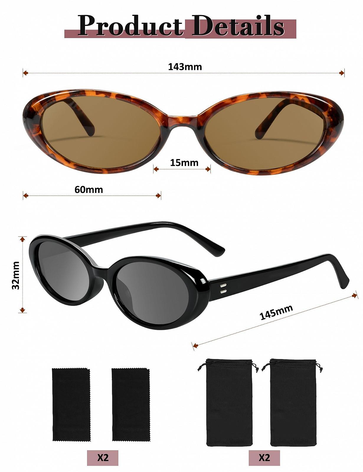 Сонцезахисні окуляри Becellen, набір 2 шт, вінтажні овальні 90-х, ретро, фото №5