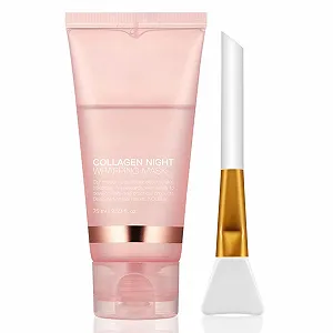 Ночная маска Collagen, маска-пленка Collagen для сияющей кожи, глубокое увлажнение и питание, органическая маска для лица Collagen с кисточкой, подходит для всех типов кожи - Фото 1