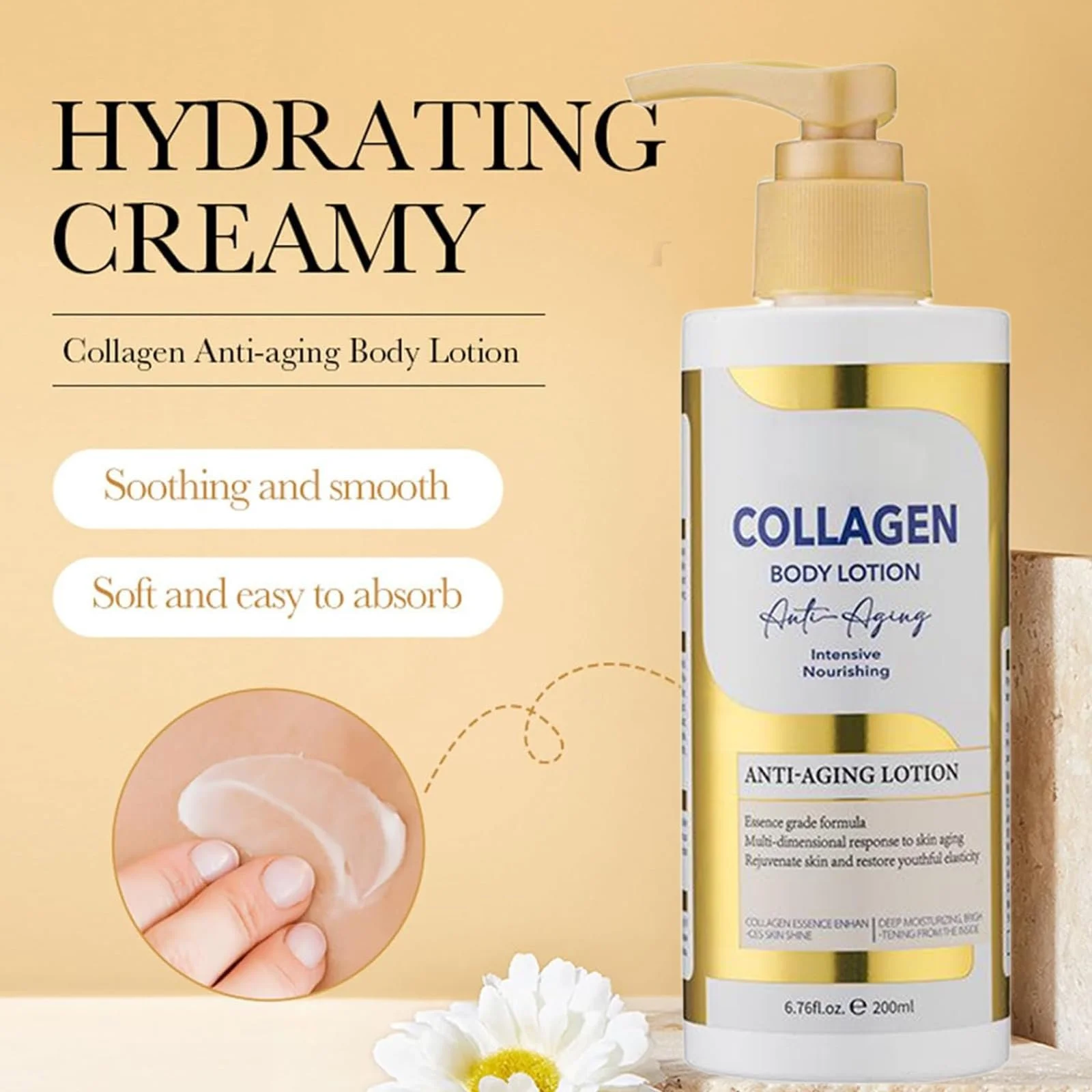 Зволожуючий крем для тіла 200 мл, Крем з натуральним колагеном для живлення шкіри, 3 штуки, фото №5