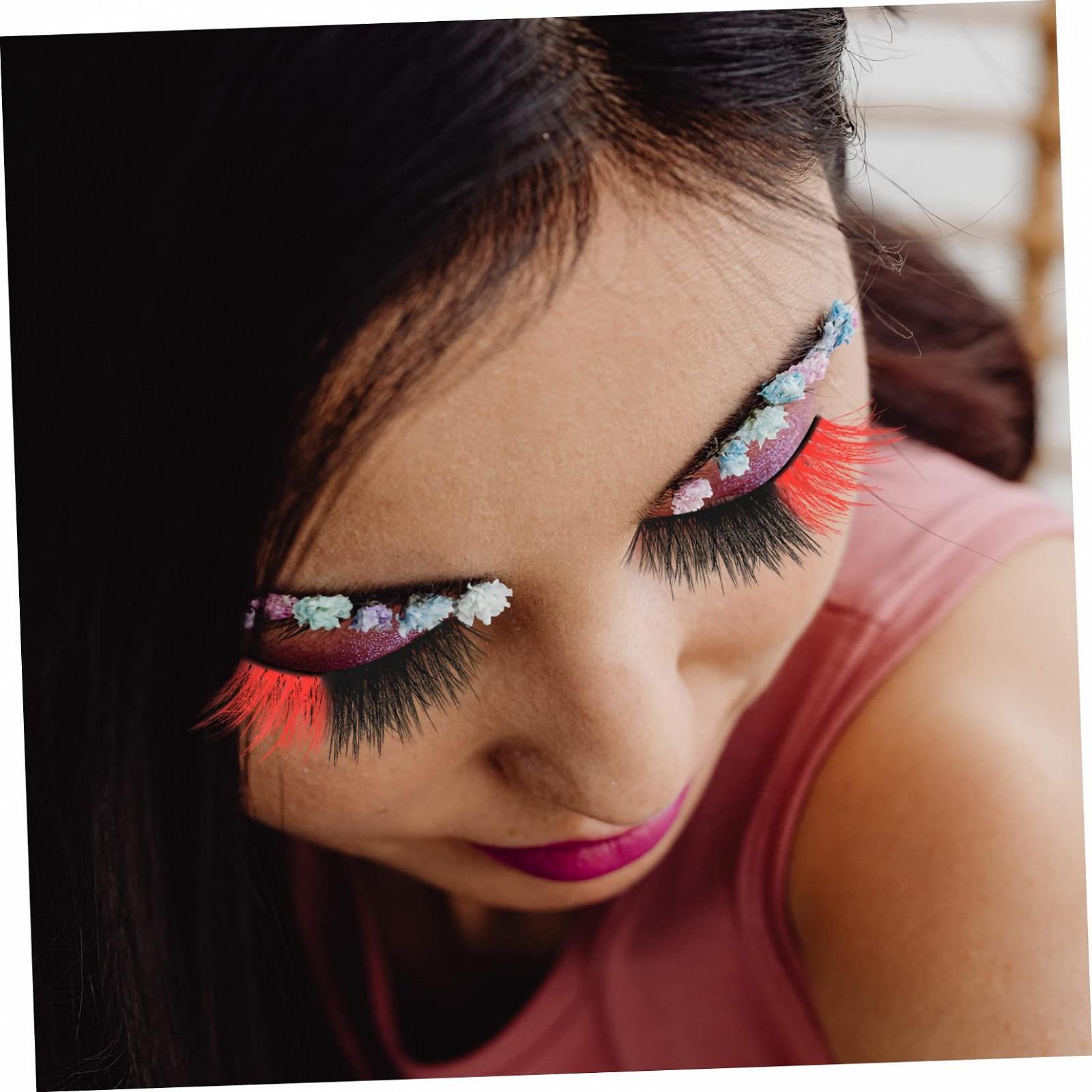 Накладні вії Angoily 25 пар різнокольорові імітація червоного, фото №7