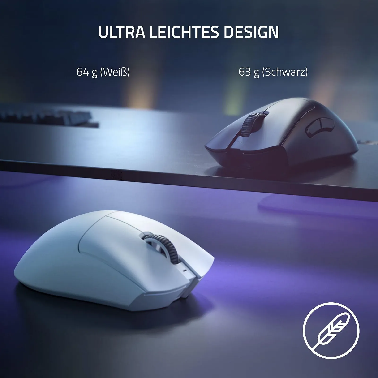 Мышь Razer DeathAdder V3 Pro Беспроводная Эргономичная Esports 64 г, Focus Pro 30K Optical Sensor, Mouse Switch Gen-3, HyperSpeed Wireless, белая, фото №4