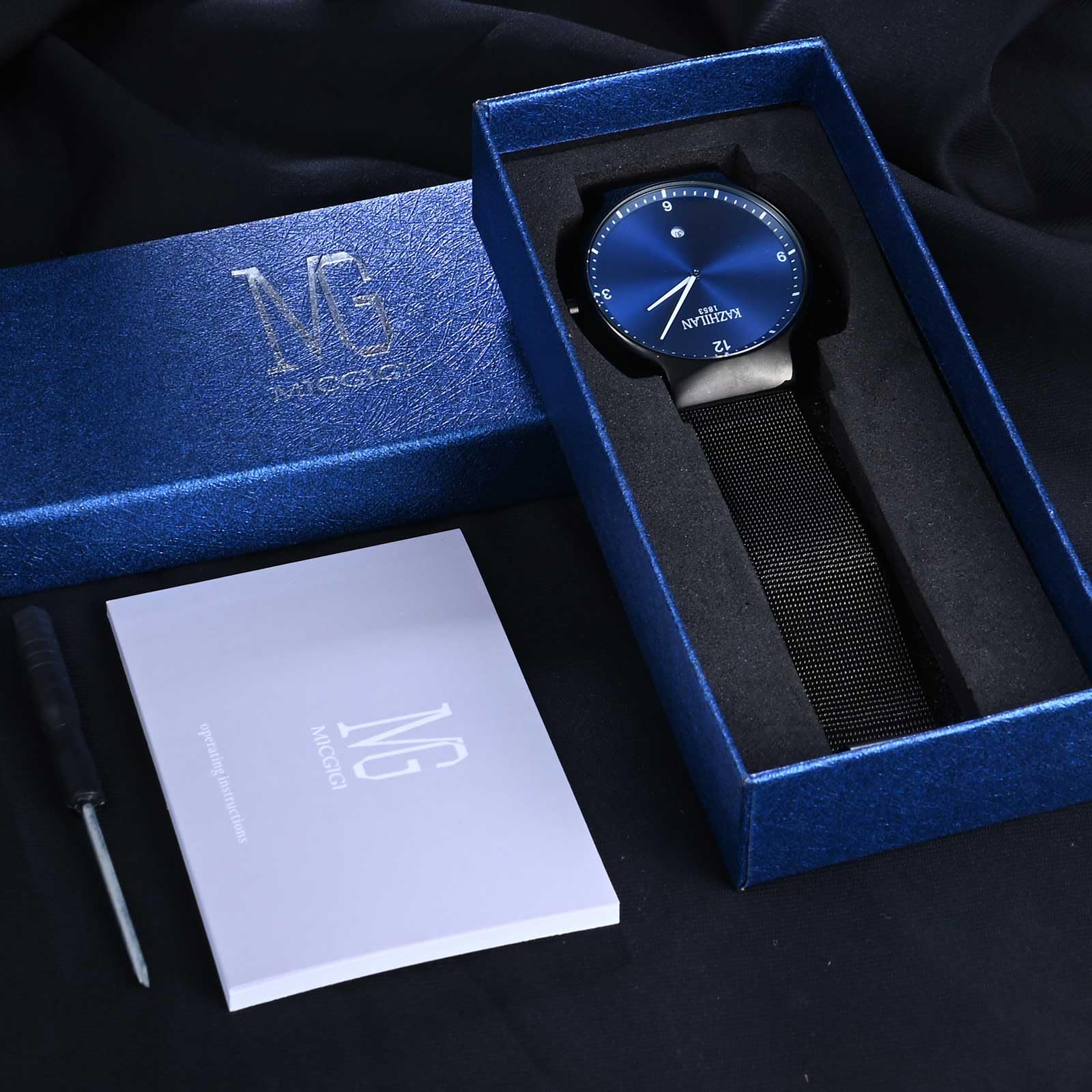 Часы MICGIGI Мужские Кварцевые Ультра Тонкий Циферблат Круглый Простой Стиль с Ремешком из Нержавеющей Стали Синий, фото №6 Часы MICGIGI Мужские Кварцевые Ультра Тонкий Циферблат Круглый Простой Стиль с Ремешком из Нержавеющей Стали Синий, фото №6