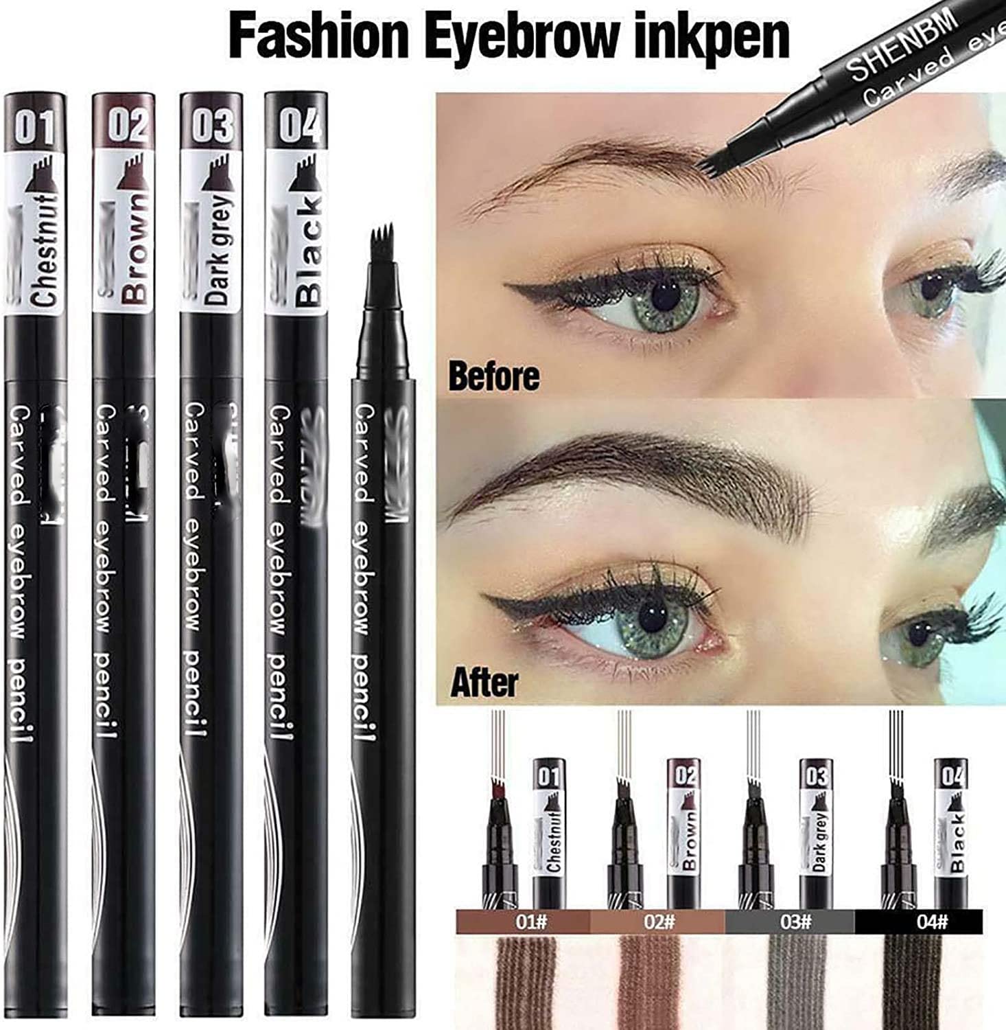 Олівець для брів Tattoo 4 Fork Waterproof Ink Pen Dark Grey, фото №3
