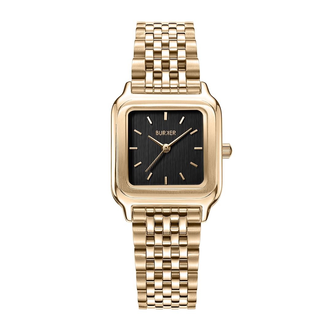 Жіночий годинник BURKER Браслет з ланками Нержавіюча сталь Аналоговий Кварцовий 3 ATM Водонепроникний Золотий Чорний, фото №1