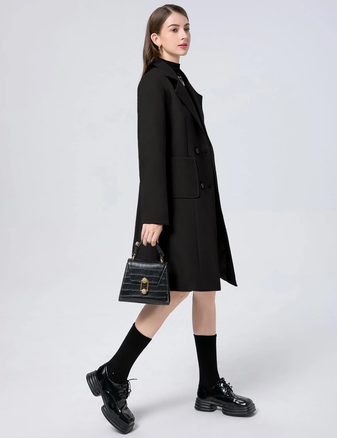 Пальто вовняне Vanchenl Жіноче Зимове Двобортне з коміром, фото №6