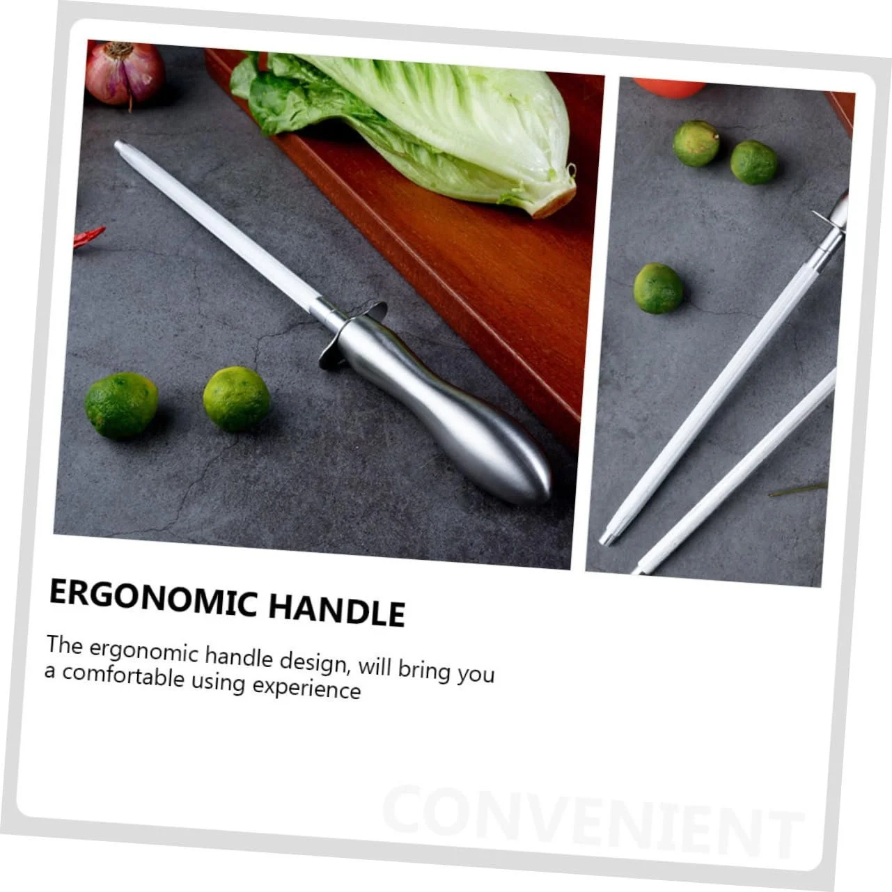 Мусат Zerodeko сталевий з ергономічною ручкою для кухонних ножів та інструментів, фото №6