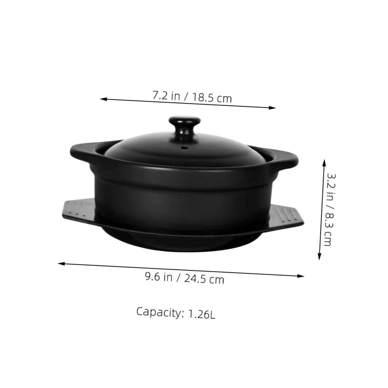Кастрюля для тушения SOIMISS керамическая с крышкой и двойными ручками 1.26 л, фото №2