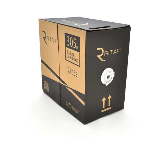 Кабель витая пара Ritar 11830 КНПЭп UTP 24 AWG CCA 4х2х0.5 мм 305м Corton Box, фото №1