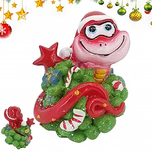 Скарбничка Snake Coin Bank Christmas Resin Змія в шапці Санти - Фото 1