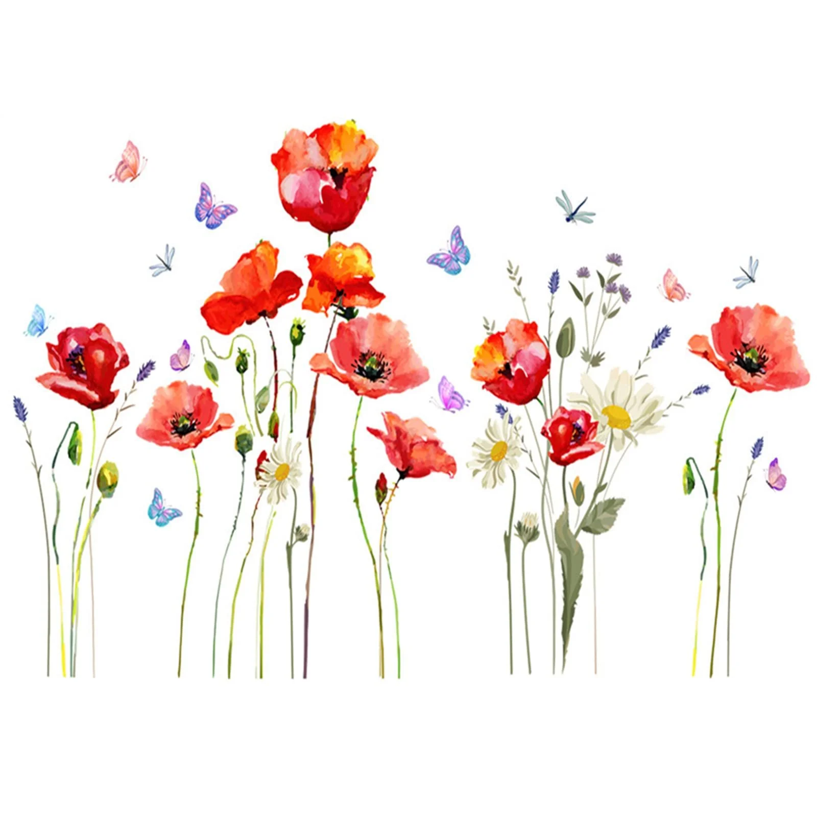 Наклейка на стіну Tianher Garden Flowers Квіти та метелики 70 x 110 см, фото №2