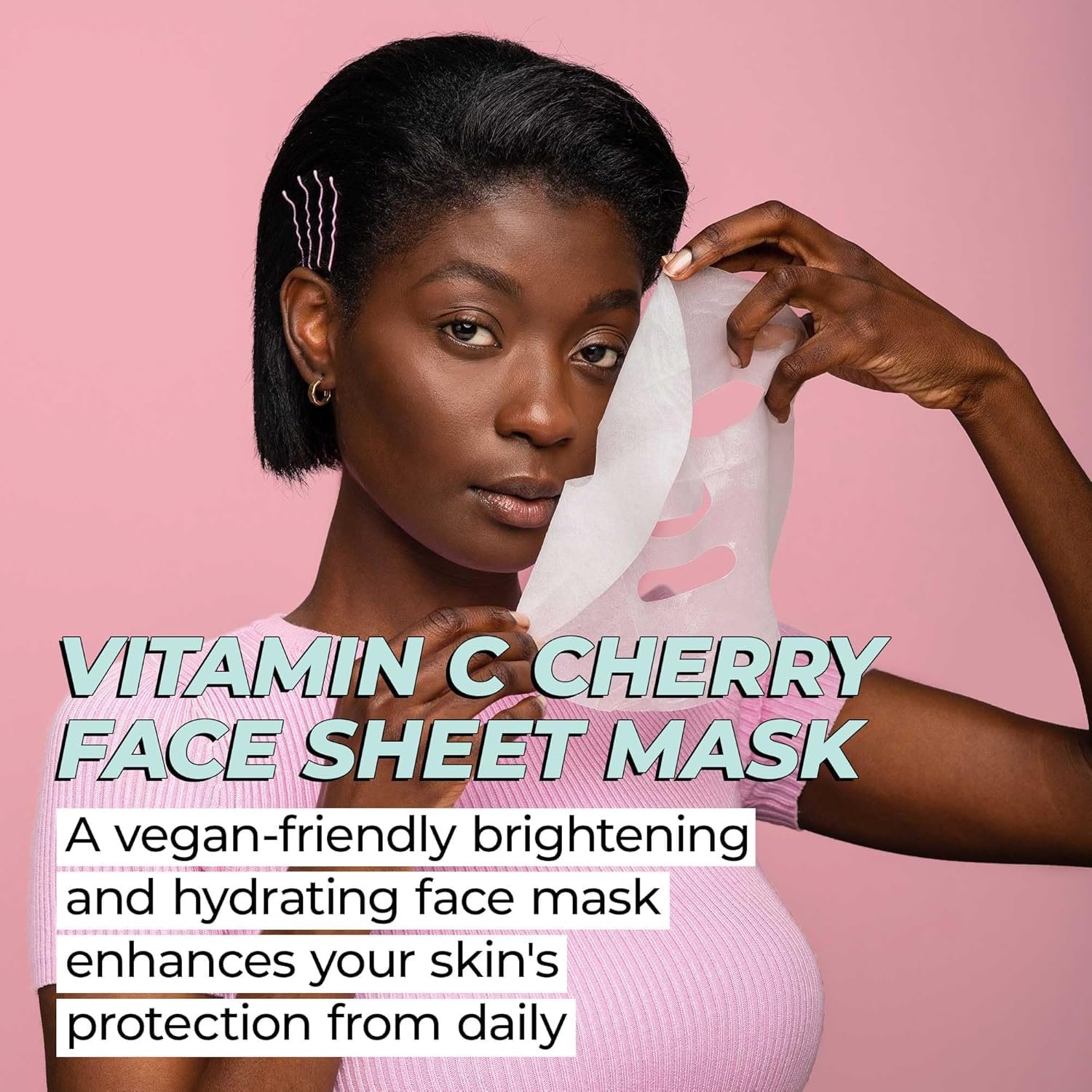 Маска для лица Vitamasques Vitamin C Cherry, 7 шт. Осветляет, защищает и способствует увлажнению с помощью антиоксидантов, витамина C и феруловой кислоты, натуральная, веганская, корейский уход за кожей, фото №3