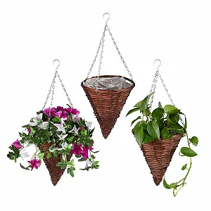 Купить Подвесные корзины Relaxdays набор из 3 шт. плетеные коричневые 30 x 25 см - Фото 1 Подвесные корзины Relaxdays набор из 3 шт. плетеные коричневые 30 x 25 см - Фото 1