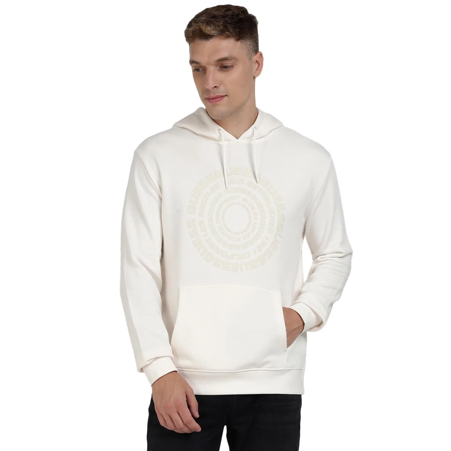 Бавовняна суміш Толстовка з капюшоном GUESS Білий Salzweiß, 40, фото №1 Бавовняна суміш Толстовка з капюшоном GUESS Білий Salzweiß, 40, фото №1