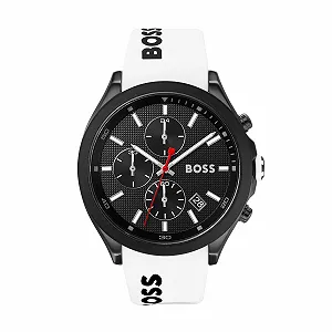 Мужские часы Хронограф BOSS Кварцевые с зеленым силиконовым ремешком - Фото 1