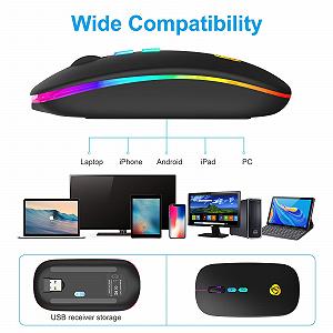 Мышь Беспроводная Bluetooth CC Store с Type-C USB-приемником, 7 цветов, Тонкая, 3 DPI 800/1200/1600, совместима с ПК/ноутбуком/Windows synthetic.ua - Фото 1