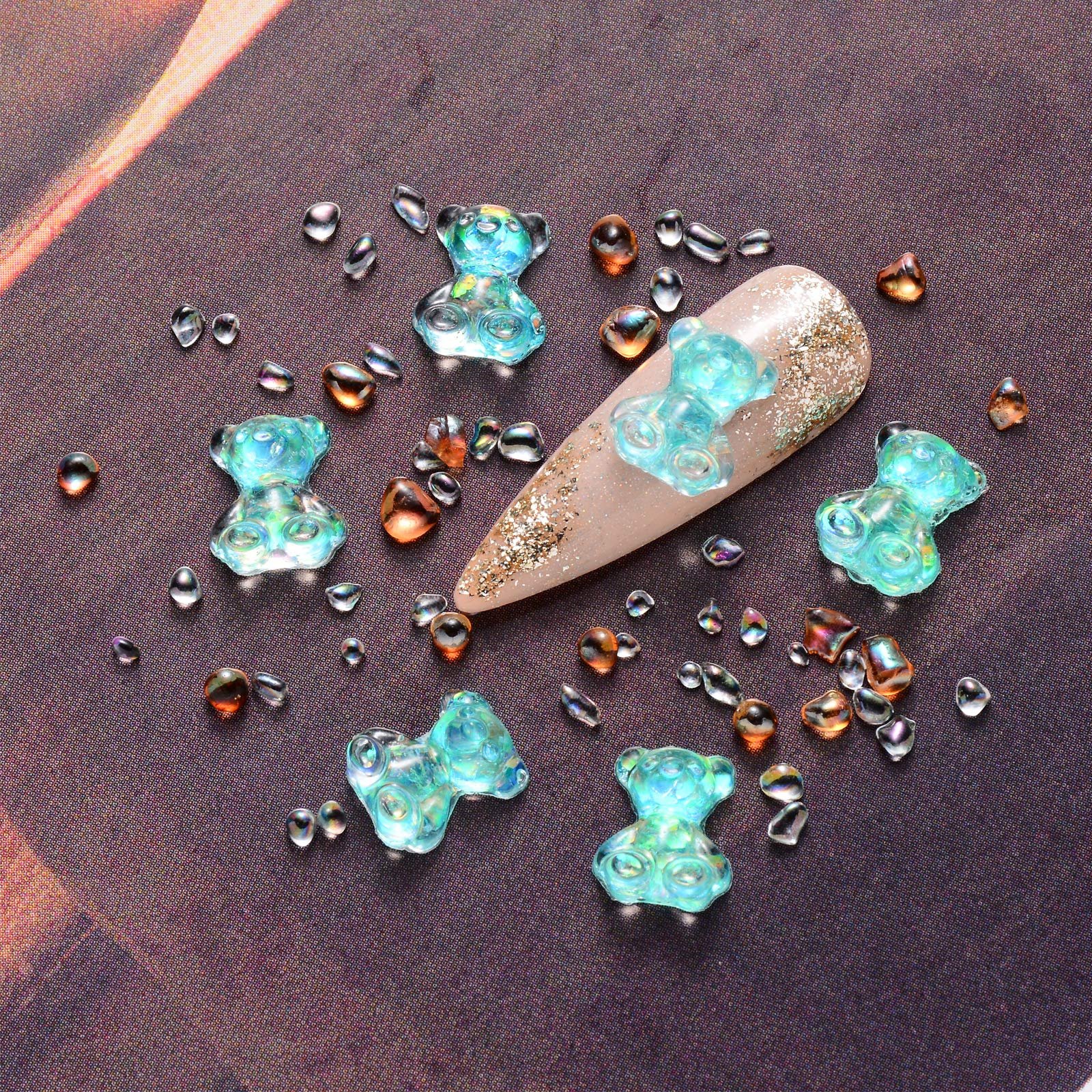 3D Ведмедик NICENEEDED Смола Ведмідь Aurora Rhinestone Блакитний, Зелений, Рожевий, фото №5