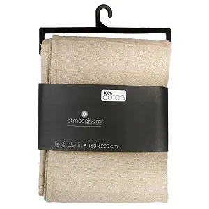 Покрывало Хлопок Atmosphera Лён 160 x 220 см Бежевый synthetic.ua - Фото 1
