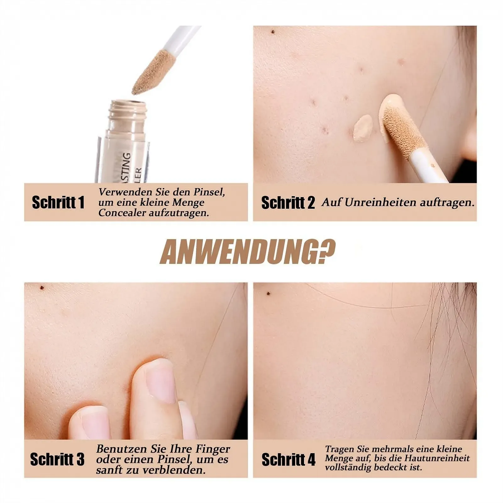 Консилер Крем, Консилер для обличчя з повним покриттям, Зволожуючий та стійкий, Світла Слонова Кістка, фото №6