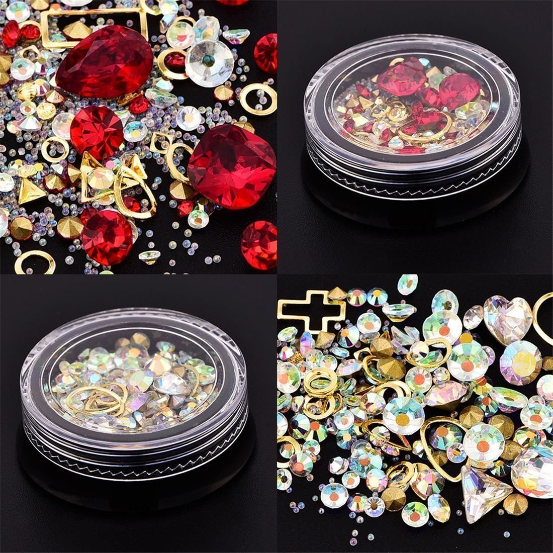 Прикраси для нігтів 3D FANGO, набір акрилові кінчики, плоскі діаманти, фото №4