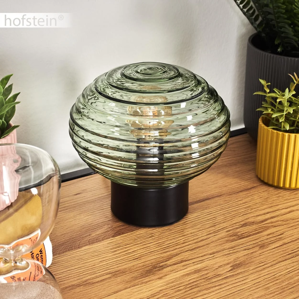 Настільна лампа Gualtar метал/скло Ø15,5 см 1 x E14 чорна/зелена, фото №3