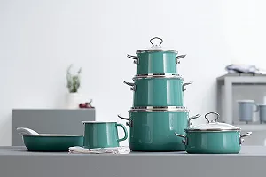 Кастрюля Riess Classic Special Edition Natural Green Dark 0608-111 20 см 3.5 л эмалированная индукционная темно-зеленая synthetic.ua - Фото 1