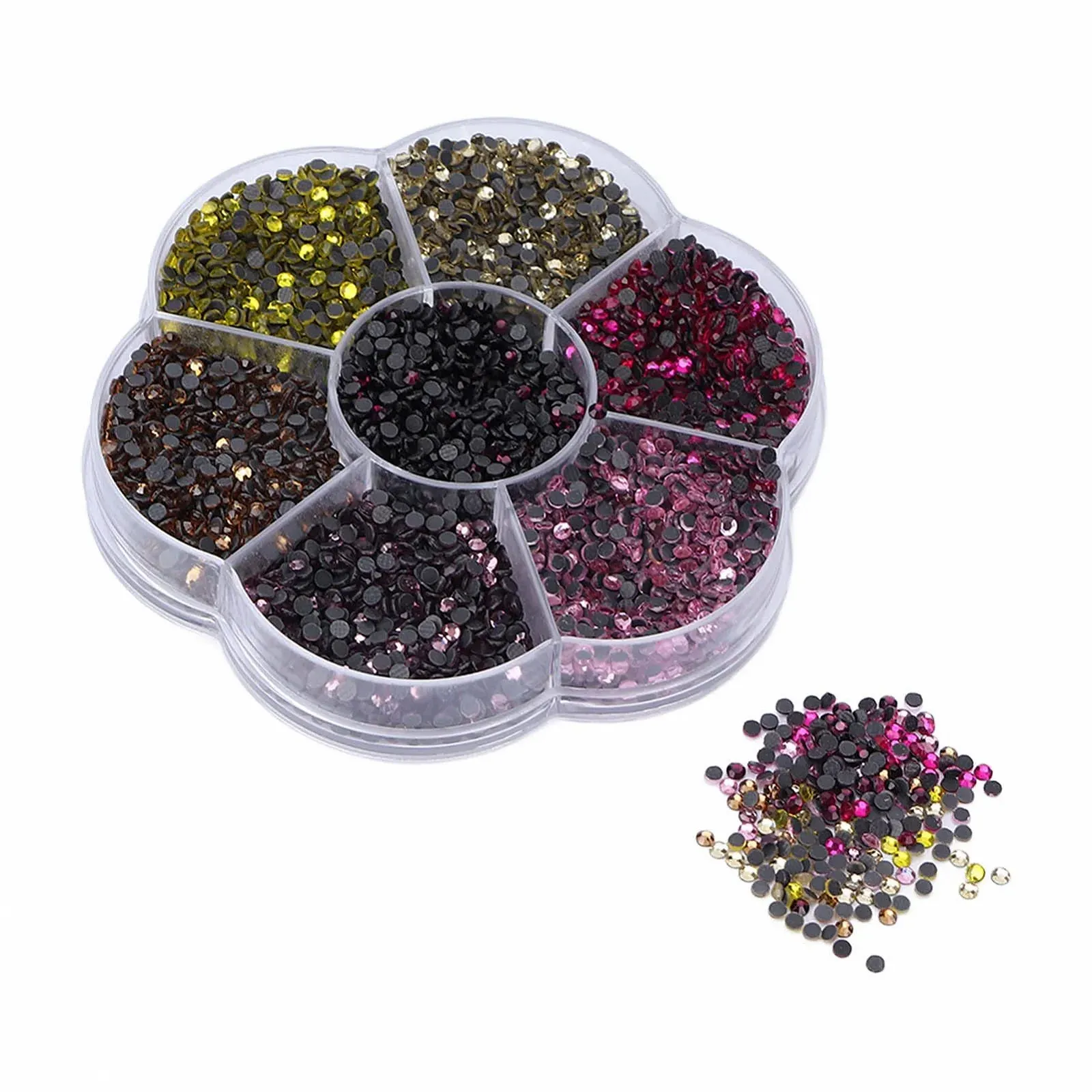 Стразы Плоские 10080 штук, Радужные круглые бусины для маникюра, макияжа и рукоделия, S607-2 Seven Colours, фото №6