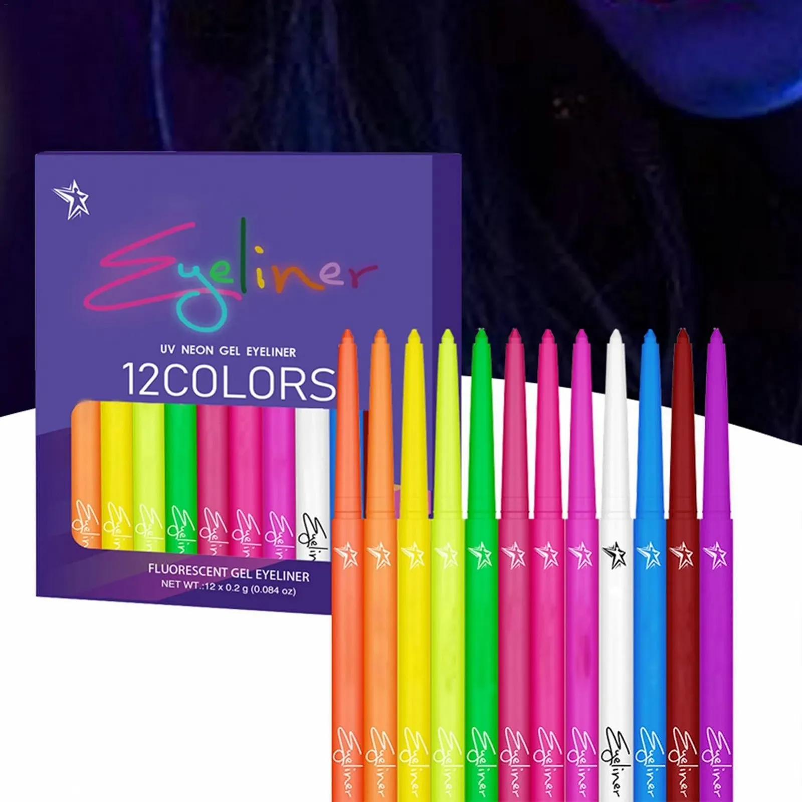 Цветный Карандаш Buntes Eyeliner-Set UV-флуоресцентная 12 цветов, фото №3