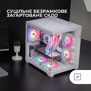Корпус для ПК Mars Gaming MC-VIEW2 / Micro-ATX / Без БЖ / 1x120mm FRGB / USB 3.0 / Білий synthetic.ua - Фото 1