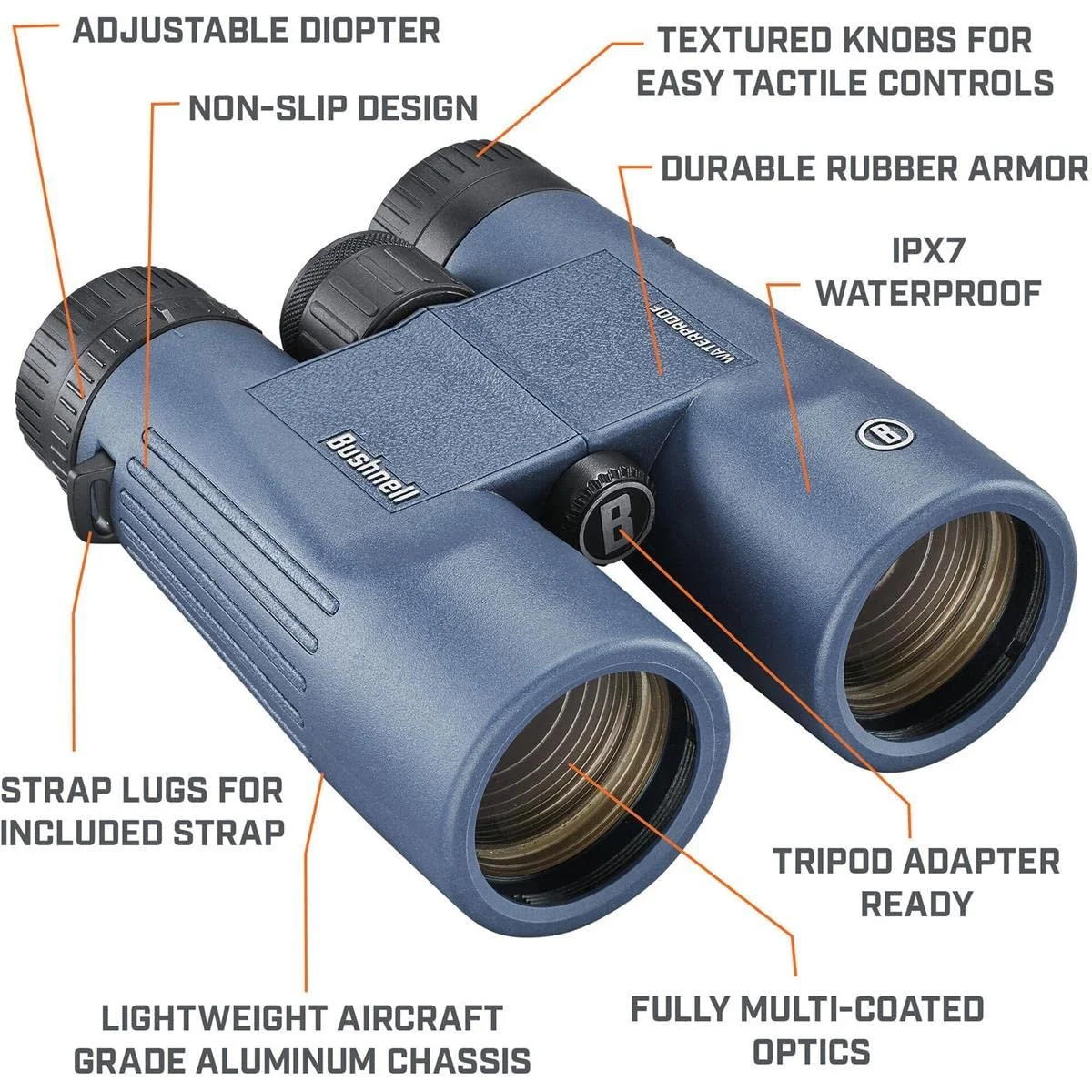 Бінокль Bushnell H2O 2 8x42 Dark Blue Roof Edge Fully Coated Waterproof/Anti-Fog 158042R, фото №8