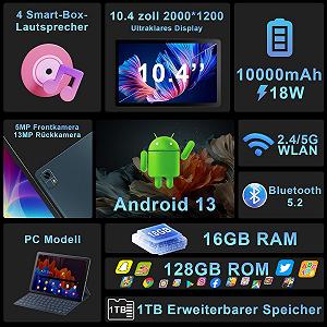 Планшет 10.4" Full HD+ Semeakoko S1036 6+10/128Gb 8 ядер Android 13 10000 mAh Сірий synthetic.ua - Фото 1