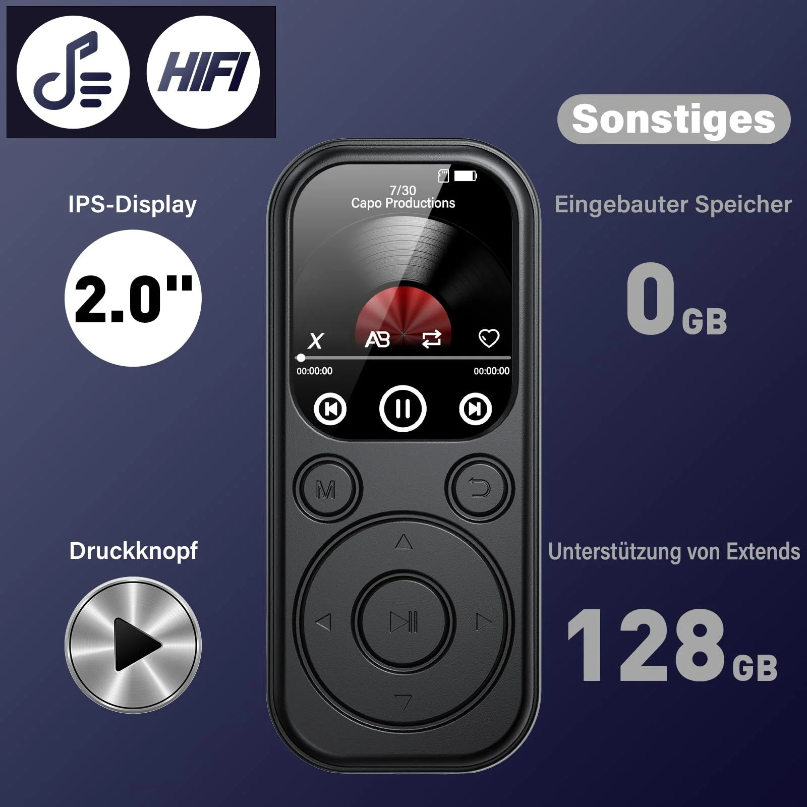 MP3 плеер RWSRW 128GB Bluetooth 5.4 Черный, фото №6