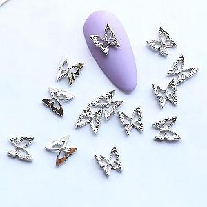 3D Стразы для ногтей Бабочка 20 шт Серебристый synthetic.ua - Фото 1