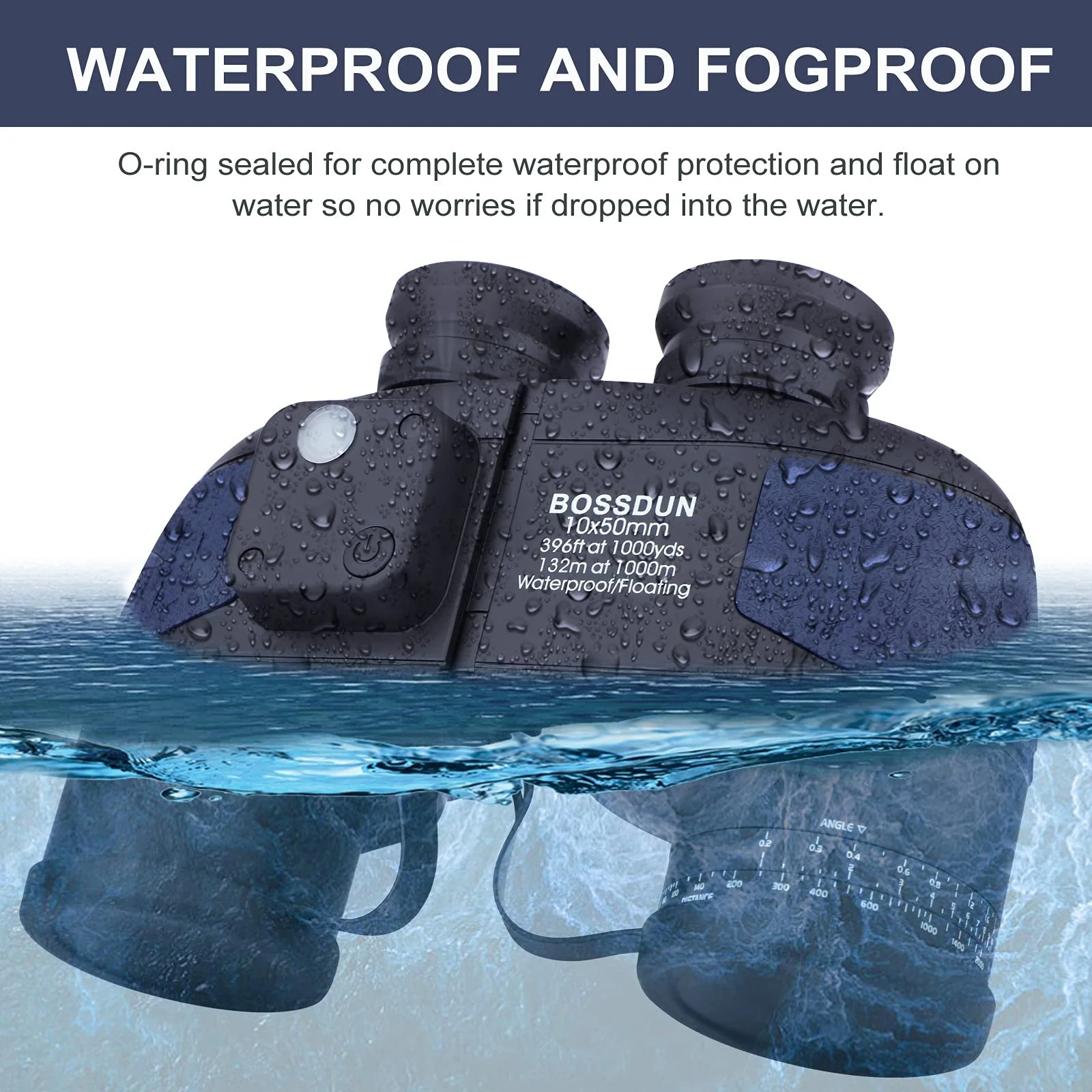 Бінокль Marine 10x50 Водонепроникний з компасом та далекоміром Military HD, фото №4